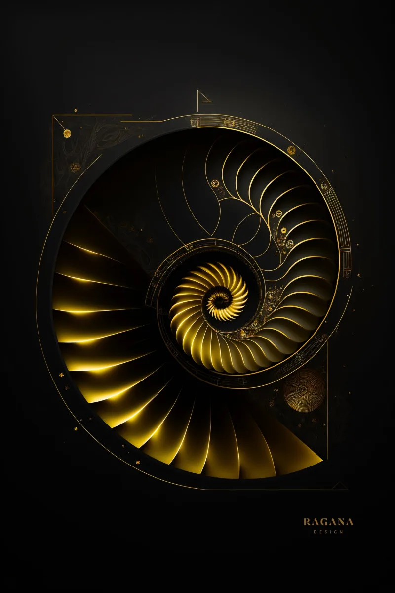 The Golden Aperture, coleção Golden — arte de parede Fibonacci na proporção áurea por RAGANA Design