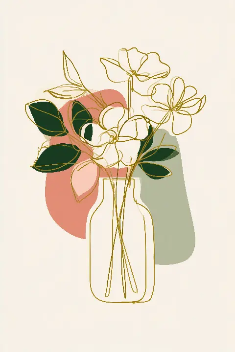 The Golden Bouquet, Matisse in Gold collection — Fibonacci golden ratio wall art by RAGANA Design