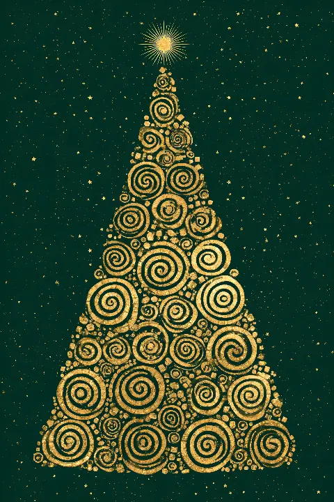The Golden Christmas Tree, Kollektion Christmas in Gold — Fibonacci-Goldener-Schnitt-Wandkunst von RAGANA Design