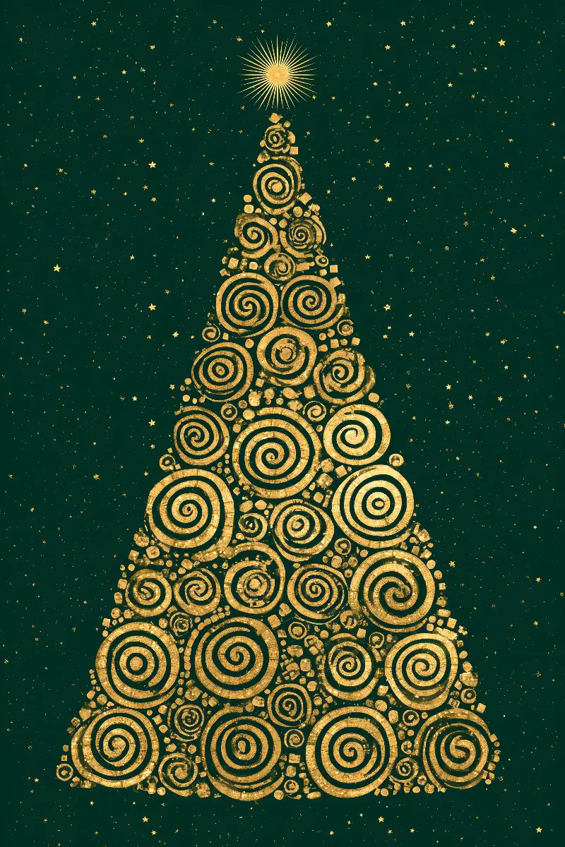 The Golden Christmas Tree, Kollektion Christmas in Gold — weihnachtliche Wandkunst in Gold von RAGANA Design