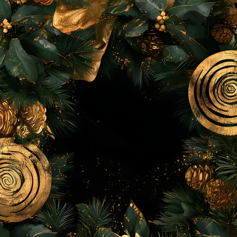 The Golden Christmas Wreath — detail