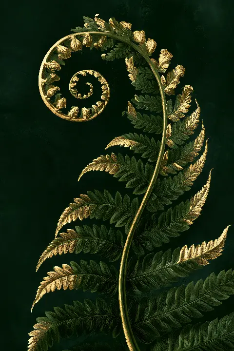 The Golden Fern, Vintage Botanical Prints collection — gold wall art by RAGANA Design