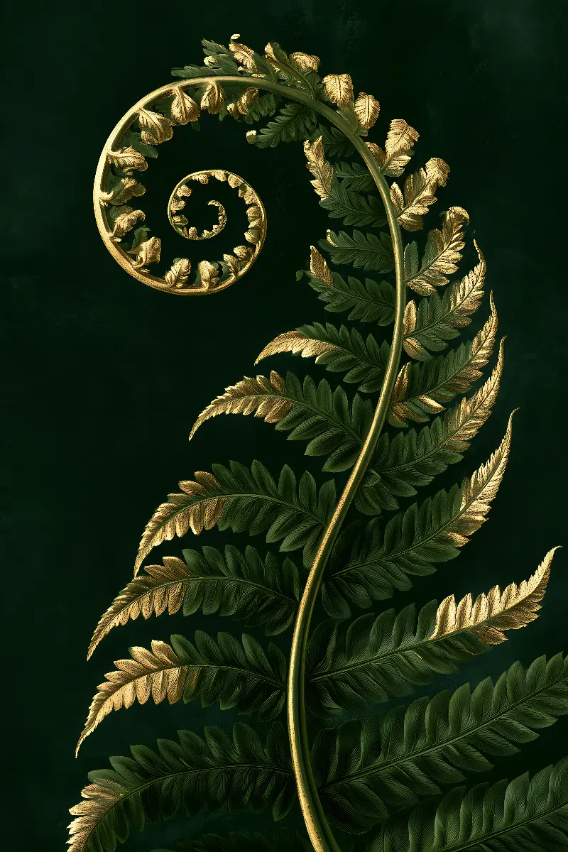 The Golden Fern, collection Vintage Botanical Prints — art mural en or par RAGANA Design