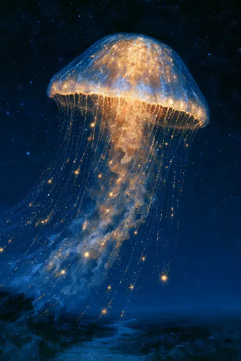 The Golden Jellyfish, collection Surreal Illusions in Gold — art mural Fibonacci sur le nombre d’or par RAGANA Design