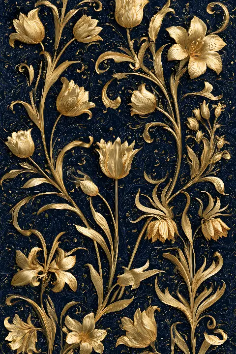 The Golden Lily, William Morris in Gold collection — Fibonacci golden ratio wall art by RAGANA Design
