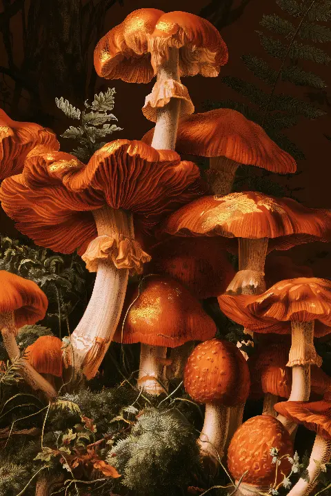 The Golden Mushrooms, Vintage Botanical Prints collection — gold wall art by RAGANA Design