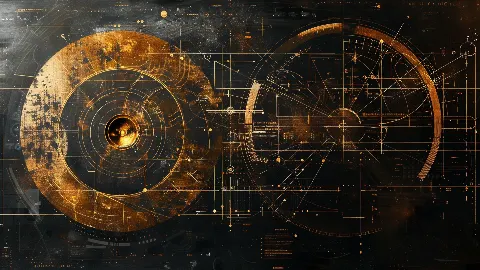 The Golden Orrery, coleção 4K TV Art in Gold — arte de parede em ouro por RAGANA Design