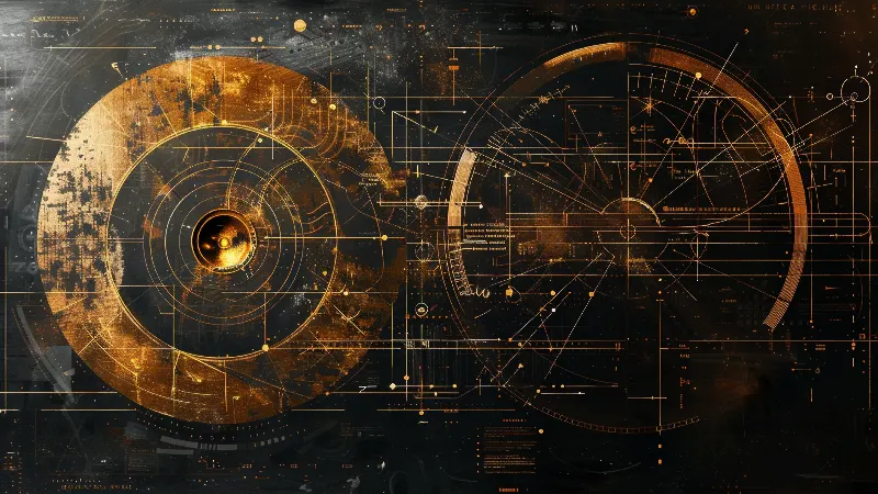 The Golden Orrery, colección 4K TV Art in Gold — arte de pared en oro de RAGANA Design