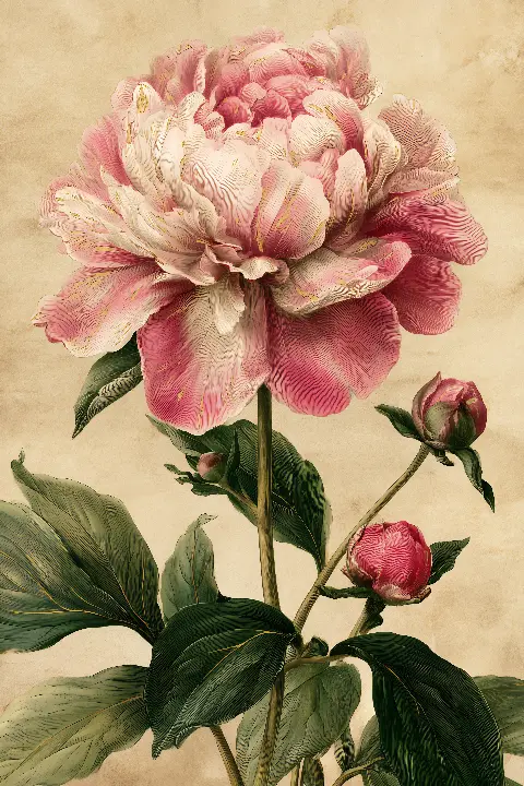 The Golden Peony, Vintage Botanical Prints collection — gold wall art by RAGANA Design