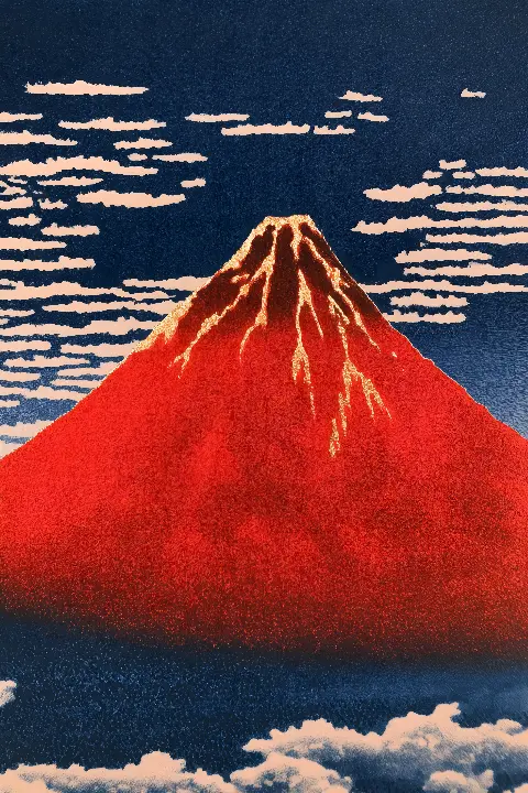 The Golden Red Fuji, coleção Japanese Art in Gold — arte de parede Fibonacci na proporção áurea por RAGANA Design
