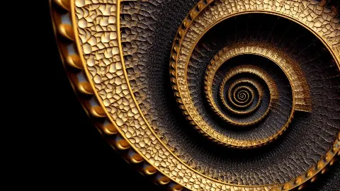 The Golden Spiral, Kollektion 4K TV Art in Gold — Wandkunst in Gold von RAGANA Design