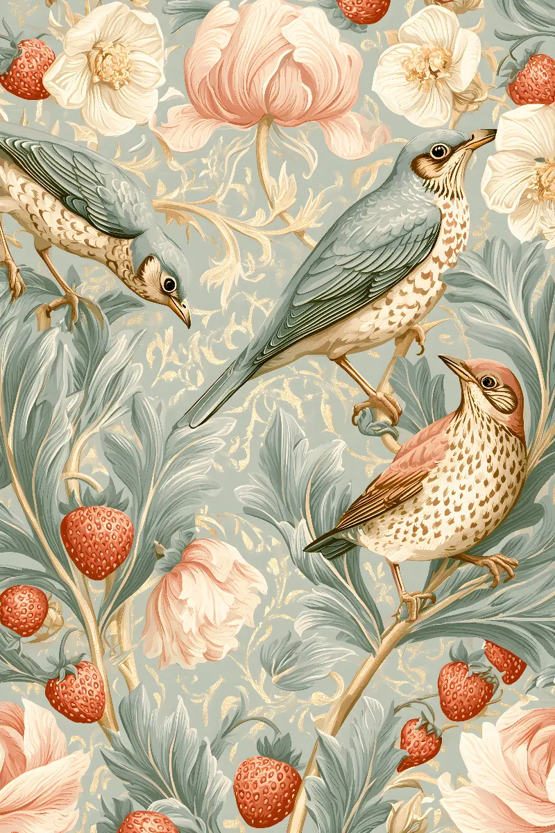 The Golden Strawberry Thief, collection Pastel Masters — art mural Fibonacci sur le nombre d’or par RAGANA Design