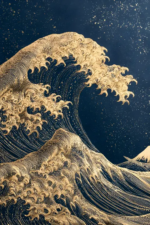 The Golden Wave, Golden Masters collection — Fibonacci golden ratio wall art by RAGANA Design