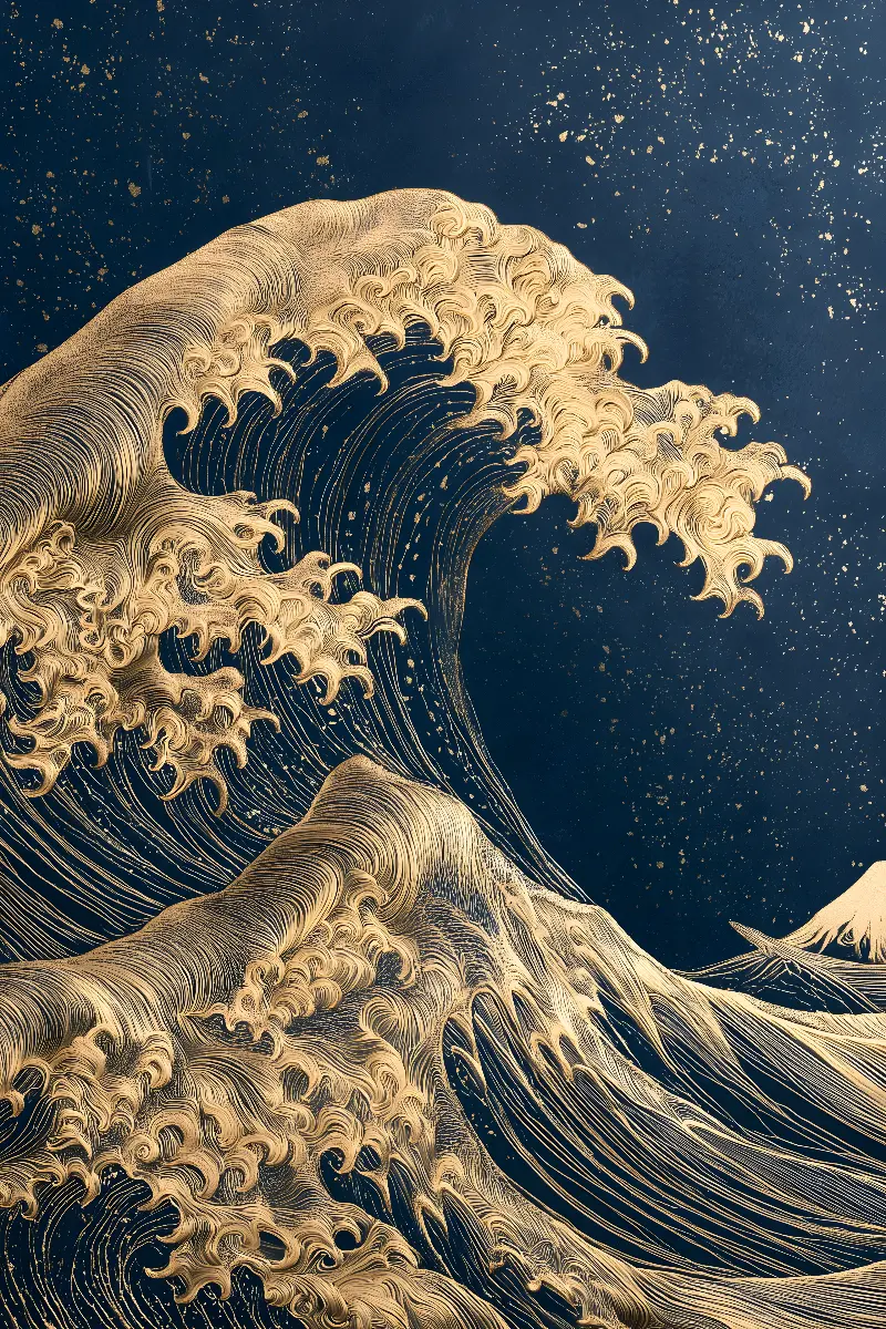 The Golden Wave, Kollektion Golden Masters — Fibonacci-Goldener-Schnitt-Wandkunst von RAGANA Design