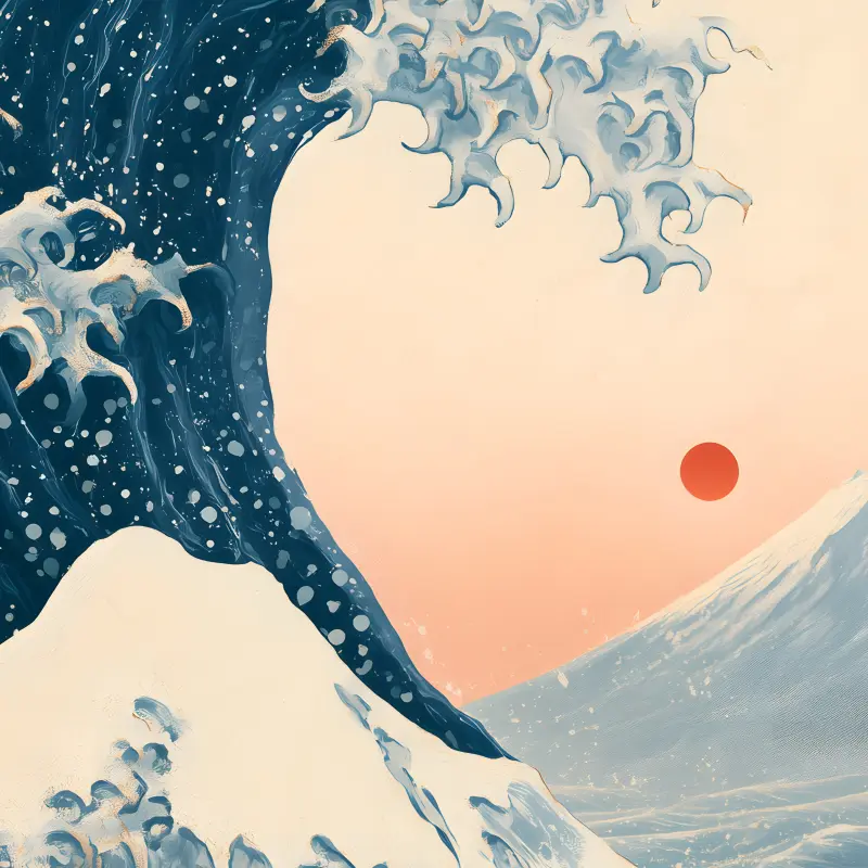 The Great Wave in Cream & Gold — detalhe