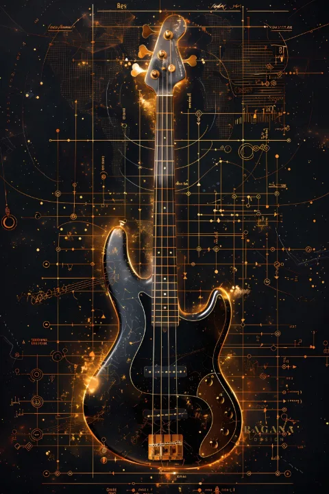 The Harmonic Bass, collection Instruments of Infinity — art mural Fibonacci sur le nombre d’or par RAGANA Design