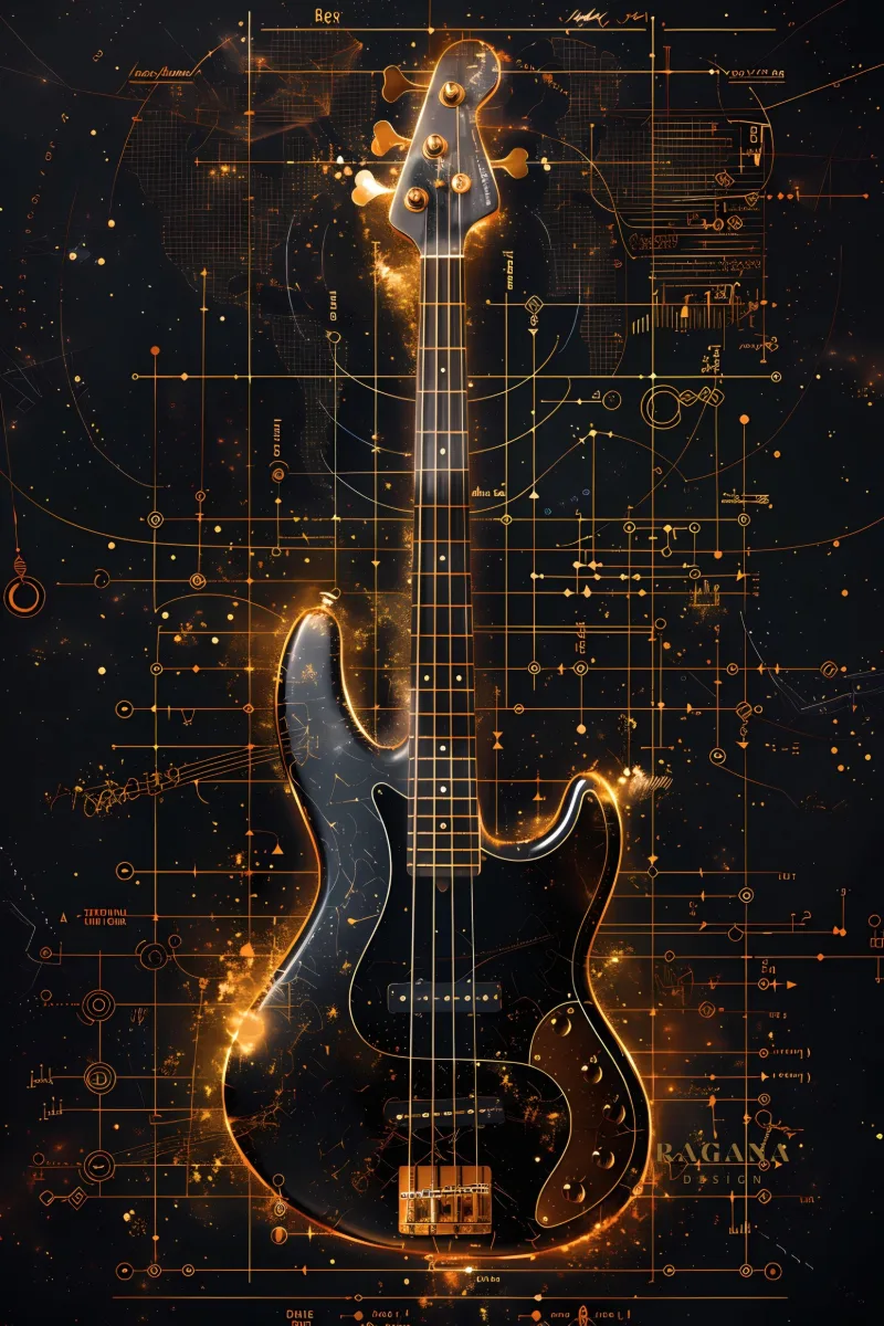 The Harmonic Bass, colección Instruments of Infinity — arte de pared Fibonacci sobre la proporción áurea de RAGANA Design