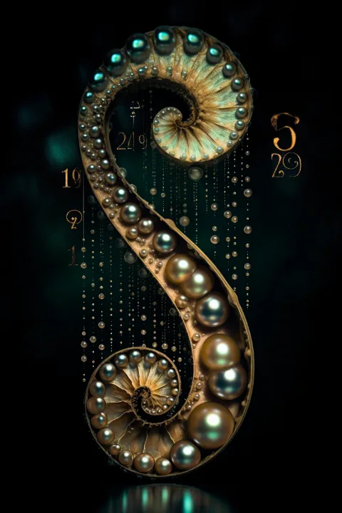 白い壁に額装したThe Infinite Anchor – RAGANA Designのパール ウォールアート・オウムガイ プリント