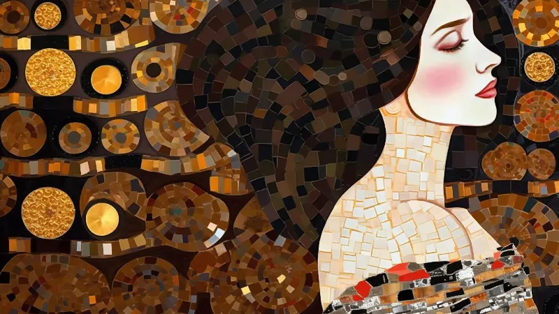 The Ivory Profile, collezione 4K TV Art in Gold — arte da parete in oro di RAGANA Design