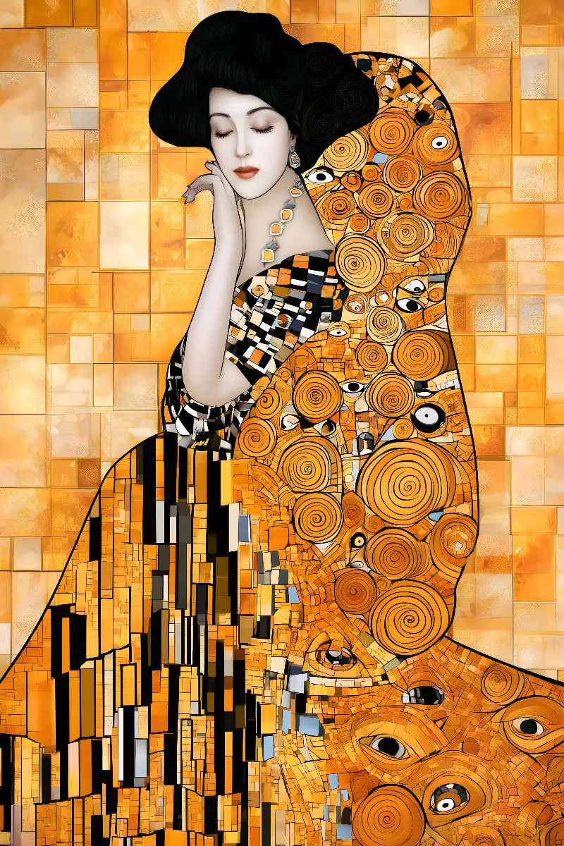 The Lady in Gold, Klimt Reimagined collection — Fibonacci golden ratio wall art by RAGANA Design