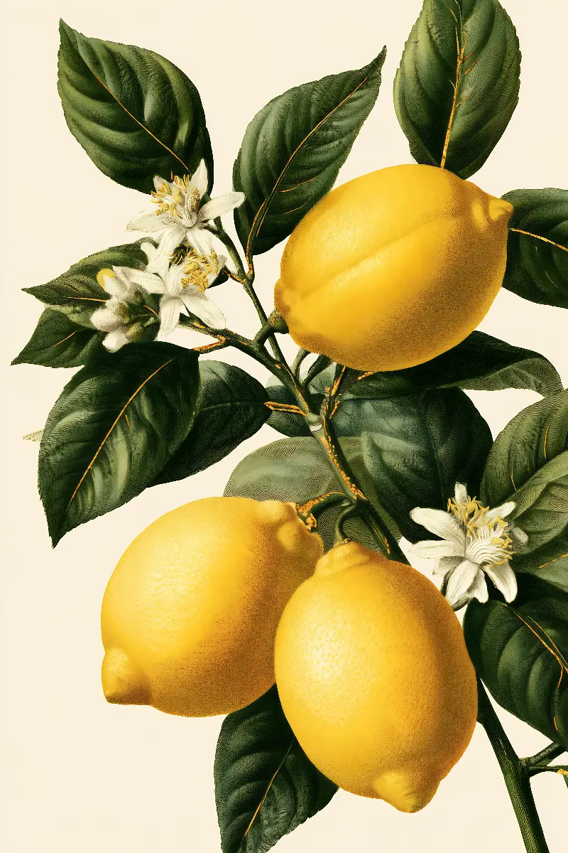 The Lemon Branch, Vintage Botanical Prints collection — gold wall art by RAGANA Design