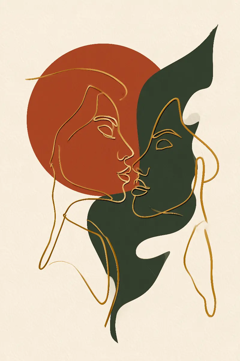 The Lovers, Kollektion Matisse in Gold — Fibonacci-Goldener-Schnitt-Wandkunst von RAGANA Design