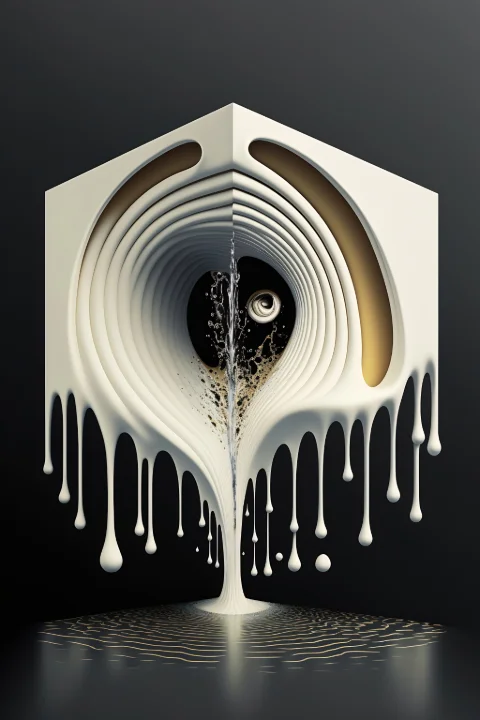 The Monolith of Alabaster Fluidity, collection White — art mural Fibonacci sur le nombre d’or par RAGANA Design