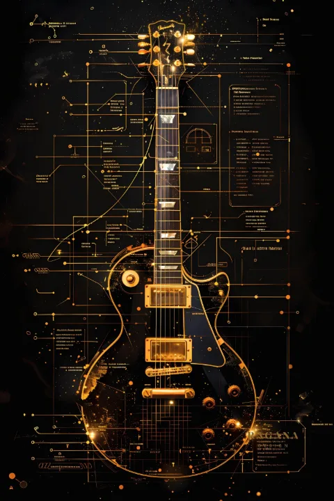 The Resonance Guitar, collection Instruments of Infinity — art mural Fibonacci sur le nombre d’or par RAGANA Design