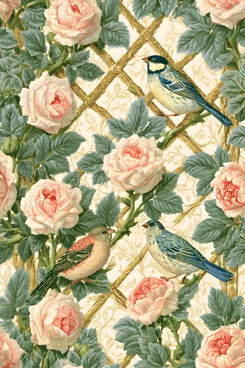 The Rose Trellis, William Morris in Gold collection — Fibonacci golden ratio wall art by RAGANA Design