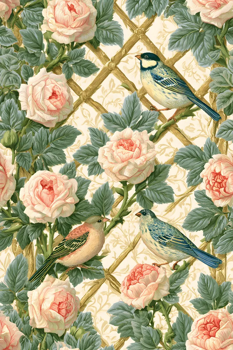 The Rose Trellis, William Morris in Gold collection — Fibonacci golden ratio wall art by RAGANA Design