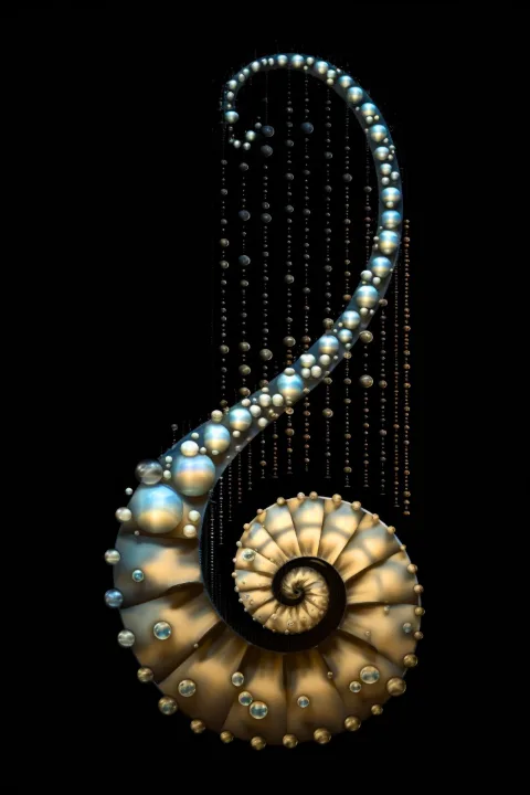 白い壁に額装したThe Sovereign Hook – RAGANA Designのパール ウォールアート・オウムガイ プリント