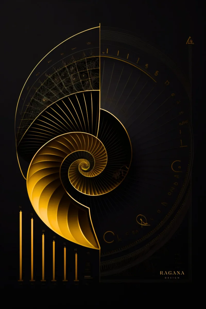 The Sovereign Ledger, Kollektion Golden — Fibonacci-Goldener-Schnitt-Wandkunst von RAGANA Design