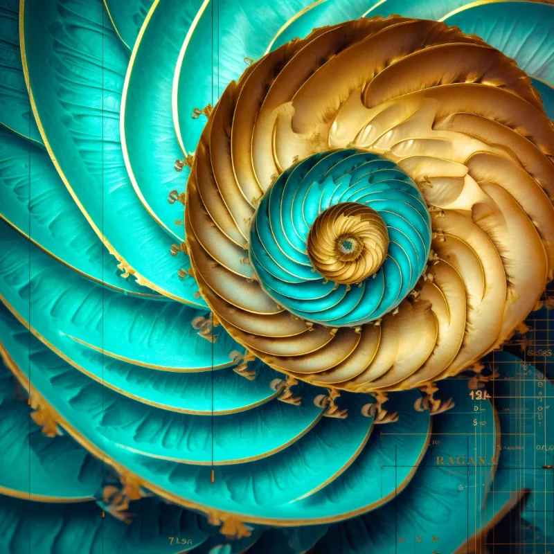 The Sovereign Lounge, coleção Gold & Colour — arte de parede Fibonacci na proporção áurea por RAGANA Design