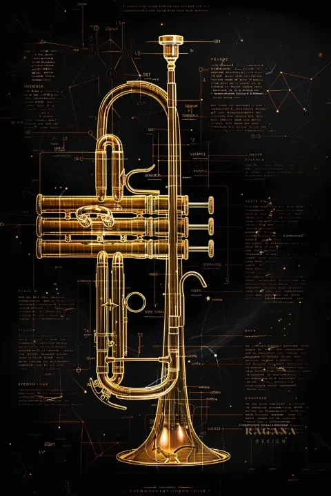 The Sovereign Trumpet — Architectural Herald of the Divine Proportion, Instruments of Infinity Fibonacci golden ratio wall a