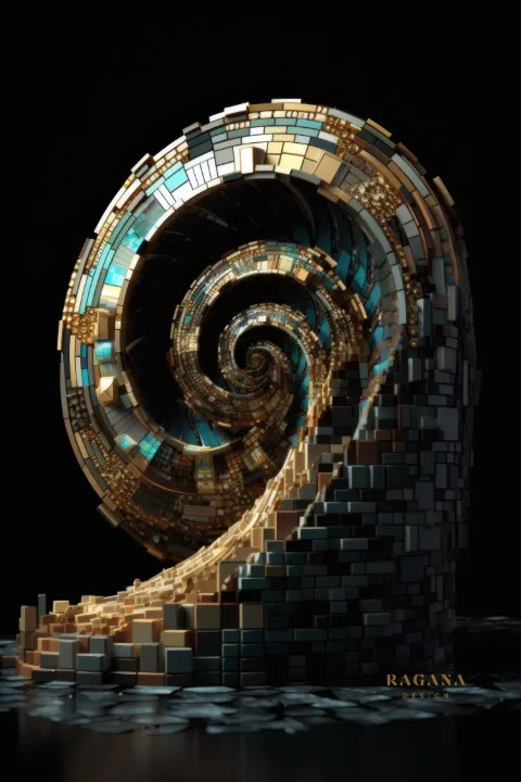 The Tectonic Fibonacci、The Vault コレクション — RAGANA Design による黄金比のフィボナッチ・ウォールアート