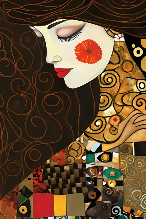 The Threshold of Grace, colección Klimt Reimagined — arte de pared Fibonacci sobre la proporción áurea de RAGANA Design