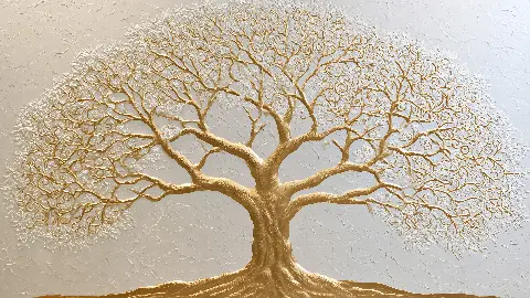 The White and Gold Tree of Life Panorama, colección Tree of Life Wall Art — arte de pared en oro de RAGANA Design