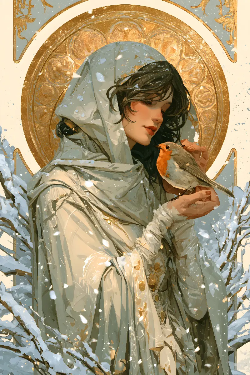 The Winter Muse, Kollektion Christmas in Gold — Fibonacci-Goldener-Schnitt-Wandkunst von RAGANA Design