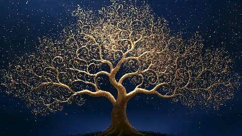 Tree of Life at Midnight, colección Tree of Life Wall Art — arte de pared en oro de RAGANA Design