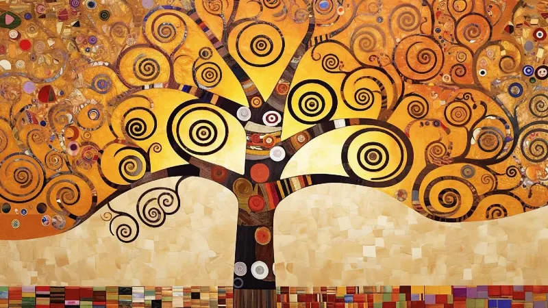 Tree of Life in Amber Gold、4K TV Art in Gold コレクション — RAGANA Design によるゴールドのウォールアート
