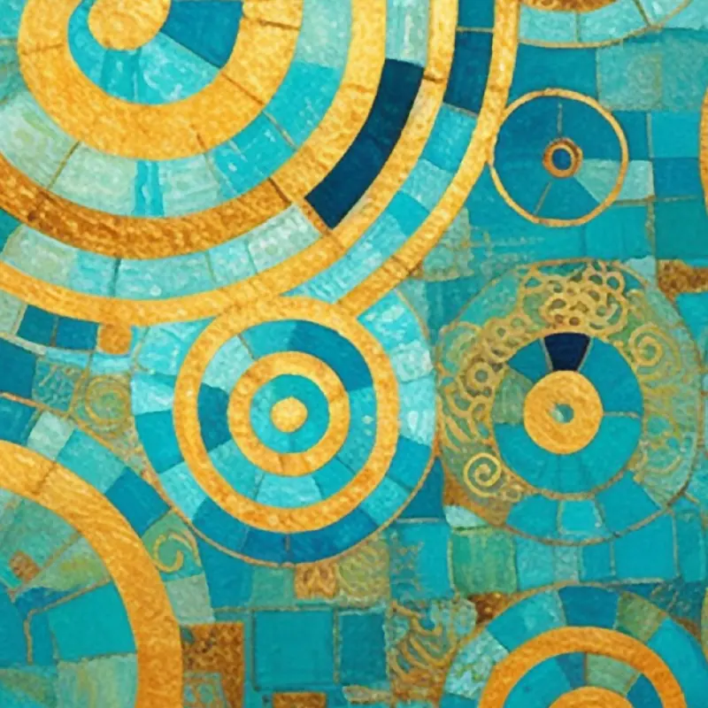 Turquoise Spirals in Gold — detail