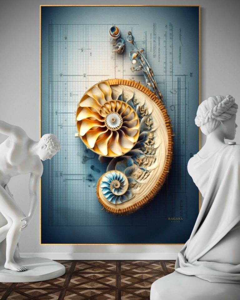 Blueprint Fibonacci — Blueprint Fibonacci Fibonacci golden ratio wall art by RAGANA Design