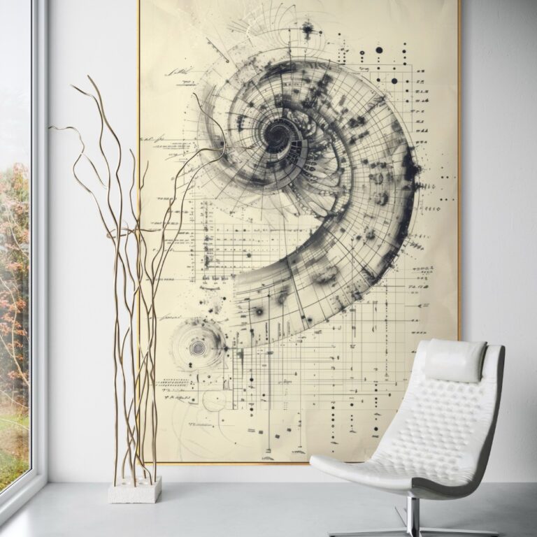 Blueprint Fibonacci II — The Architect's Secret Mapping the Divine Grid, Blueprint Fibonacci Fibonacci golden ratio wall art