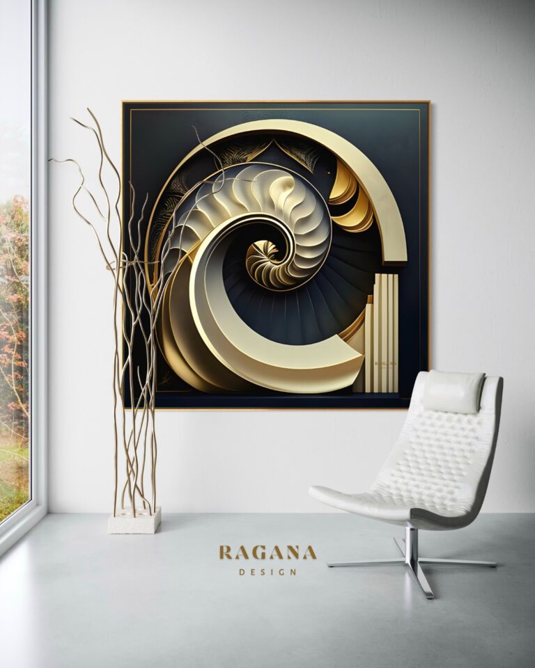 Depth and Gold Resonance — Golden Fibonacci Fibonacci golden ratio wall art by RAGANA Design