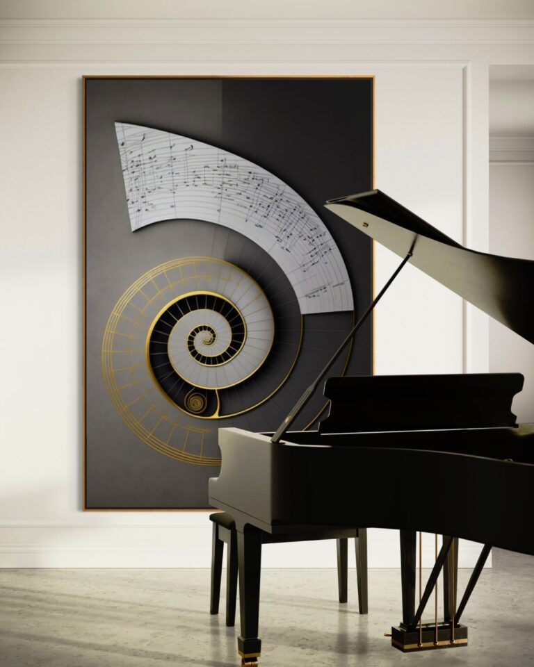 Musical Notes Fibonacci — Instruments of Infinity Fibonacci golden ratio wall art by RAGANA Design