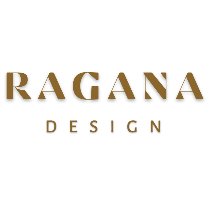 RAGANA DESIGN Official Logo - Gold Metallic Typography on Obsidian