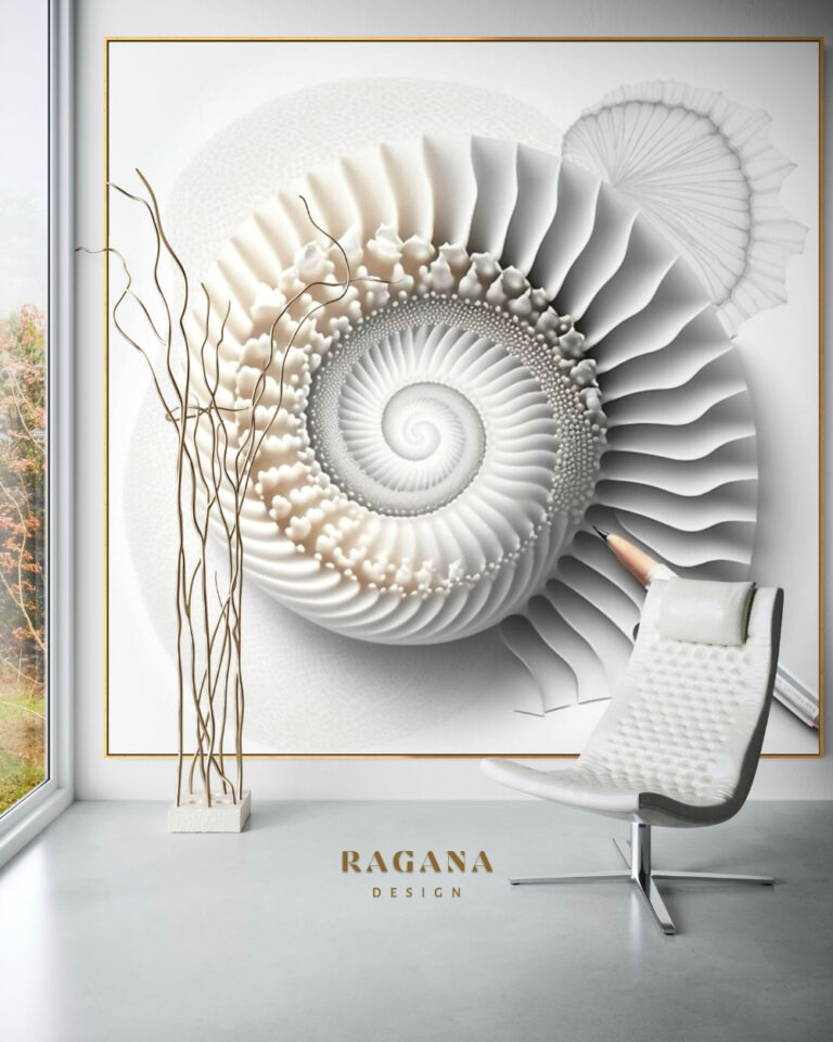 The Alabaster Origin — White Fibonacci Fibonacci golden ratio wall art by RAGANA Design