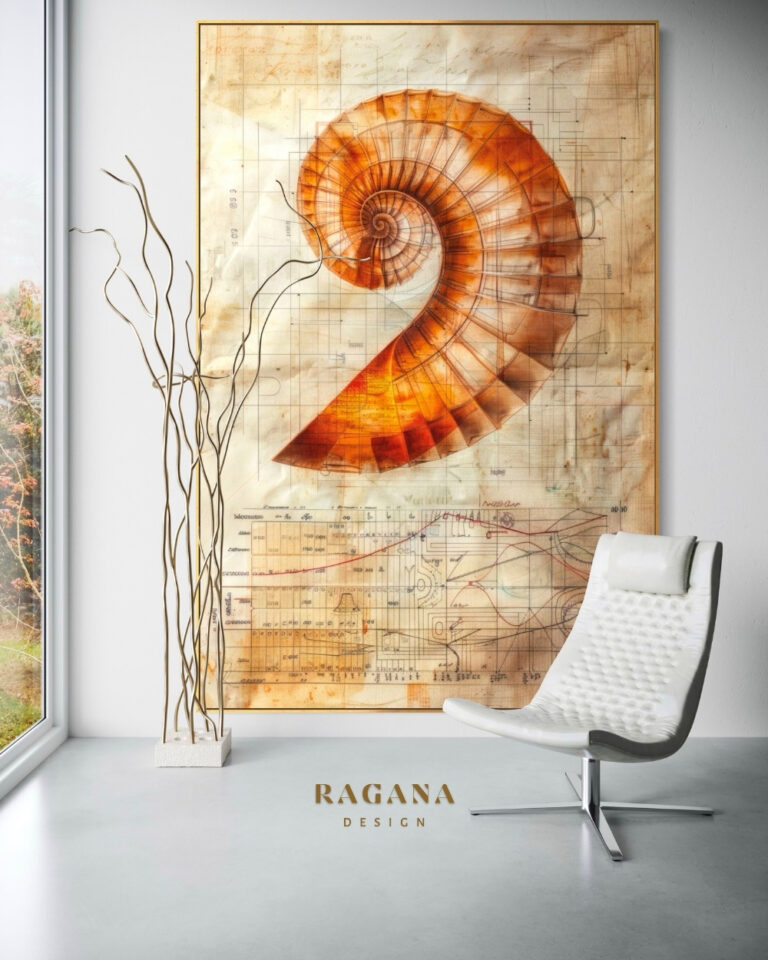 The Amber Schematic — of Evolution, Gold & Colour Fibonacci golden ratio wall art by RAGANA Design