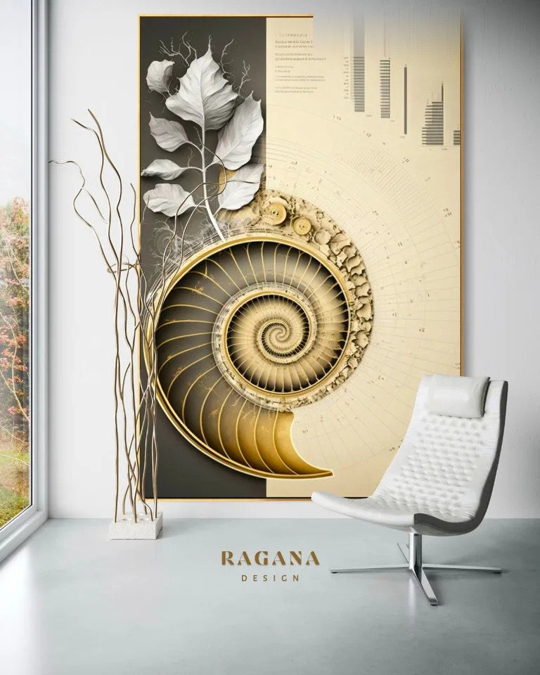 The Botanical Schematic of Growth, Kollektion The Archive — Fibonacci-Goldener-Schnitt-Wandkunst von RAGANA Design