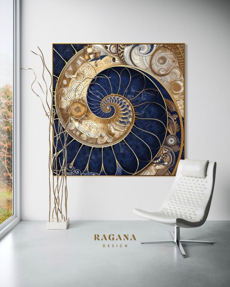 The Celestial Blueprint — Navigation of the Infinite, Gold & Colour Fibonacci golden ratio wall art by RAGANA Design